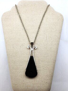 Art Deco styled Large Vintage Avon Pendant Necklace with Long Chain